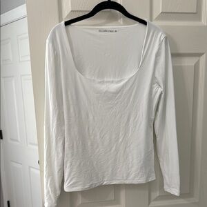 Abercrombie & Fitch White Boxy Long Sleeve Top
